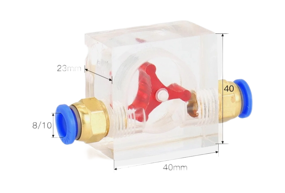 Визуальный индикатор потока жидкости пластиковый (8 мм, 1-2)-размеры Визуальный индикатор потока жидкости пластиковый (8 мм, 1-2)-размеры