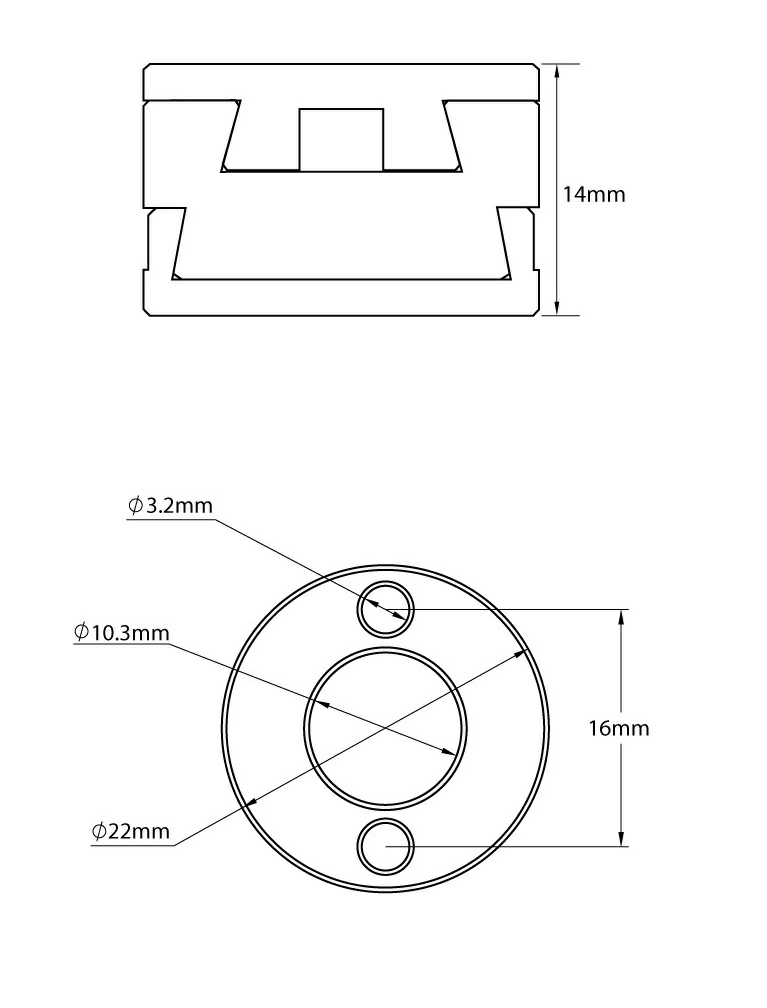 Муфта Mellow NF Oldham 3D-принтера VzBoT - размеры Муфта Mellow NF Oldham 3D-принтера VzBoT - размеры