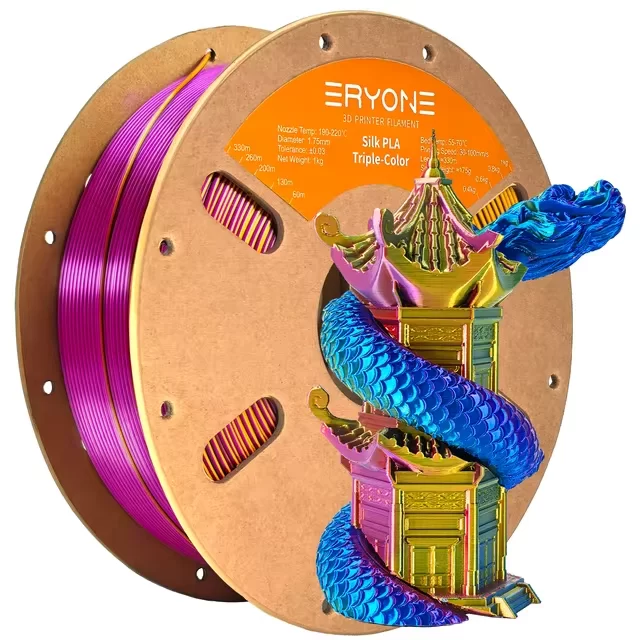 PLA Silk трехцветный Gold Blue Purple