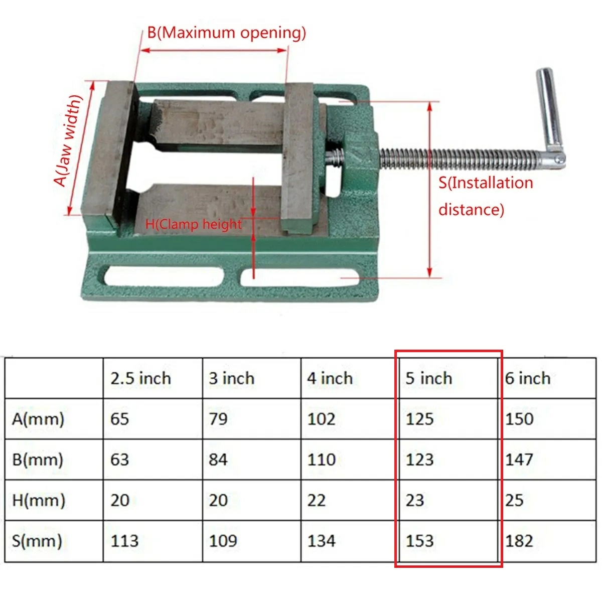 Тиски станочные - размеры