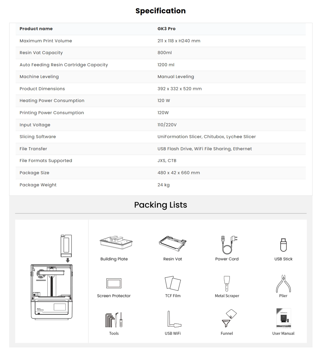 UniFormation GK3 pro - list UniFormation GK3 pro - list
