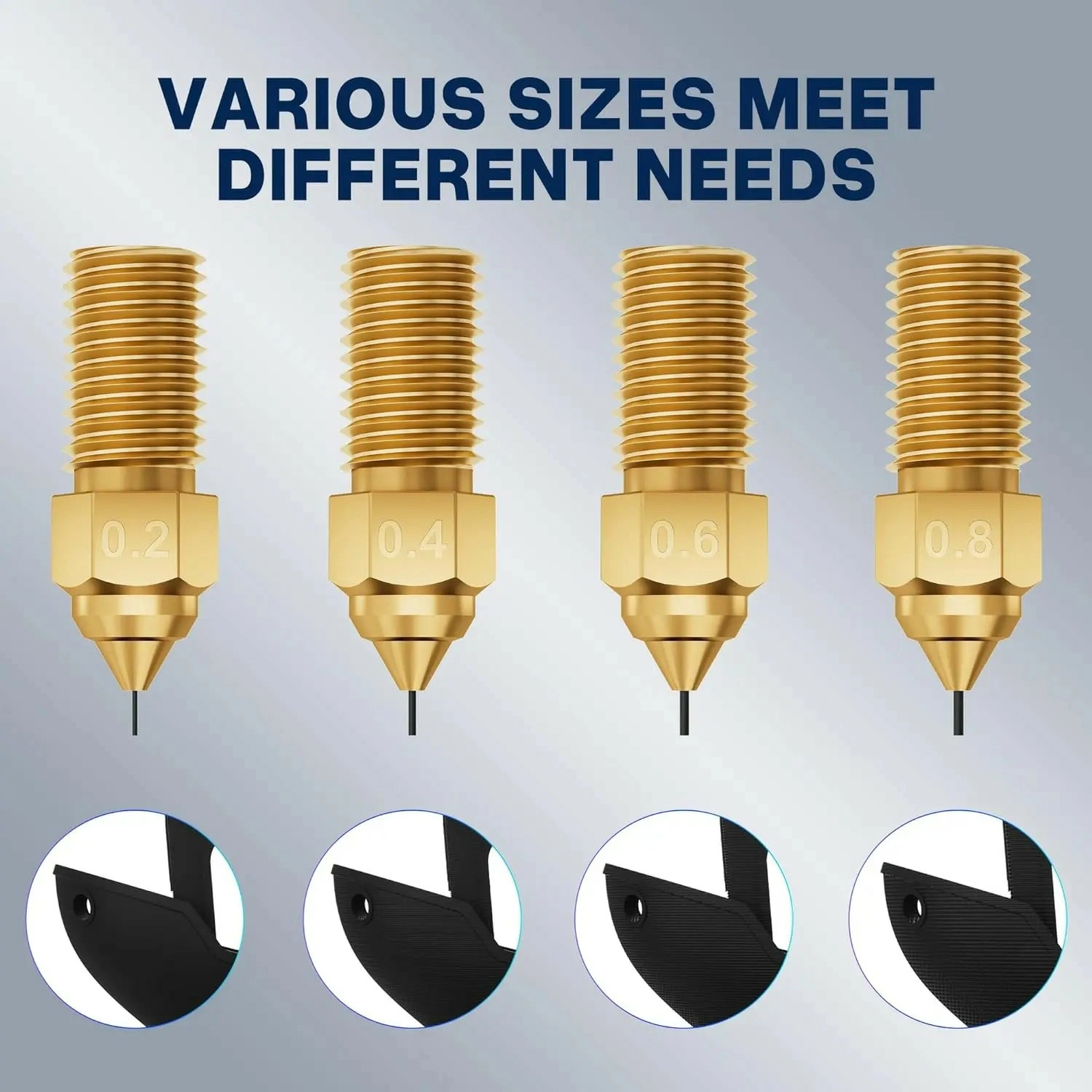 Multi-Size Brass Nozzle Kit for elegoo Neptune 4-4-Pro Multi-Size Brass Nozzle Kit for elegoo Neptune 4-4-Pro