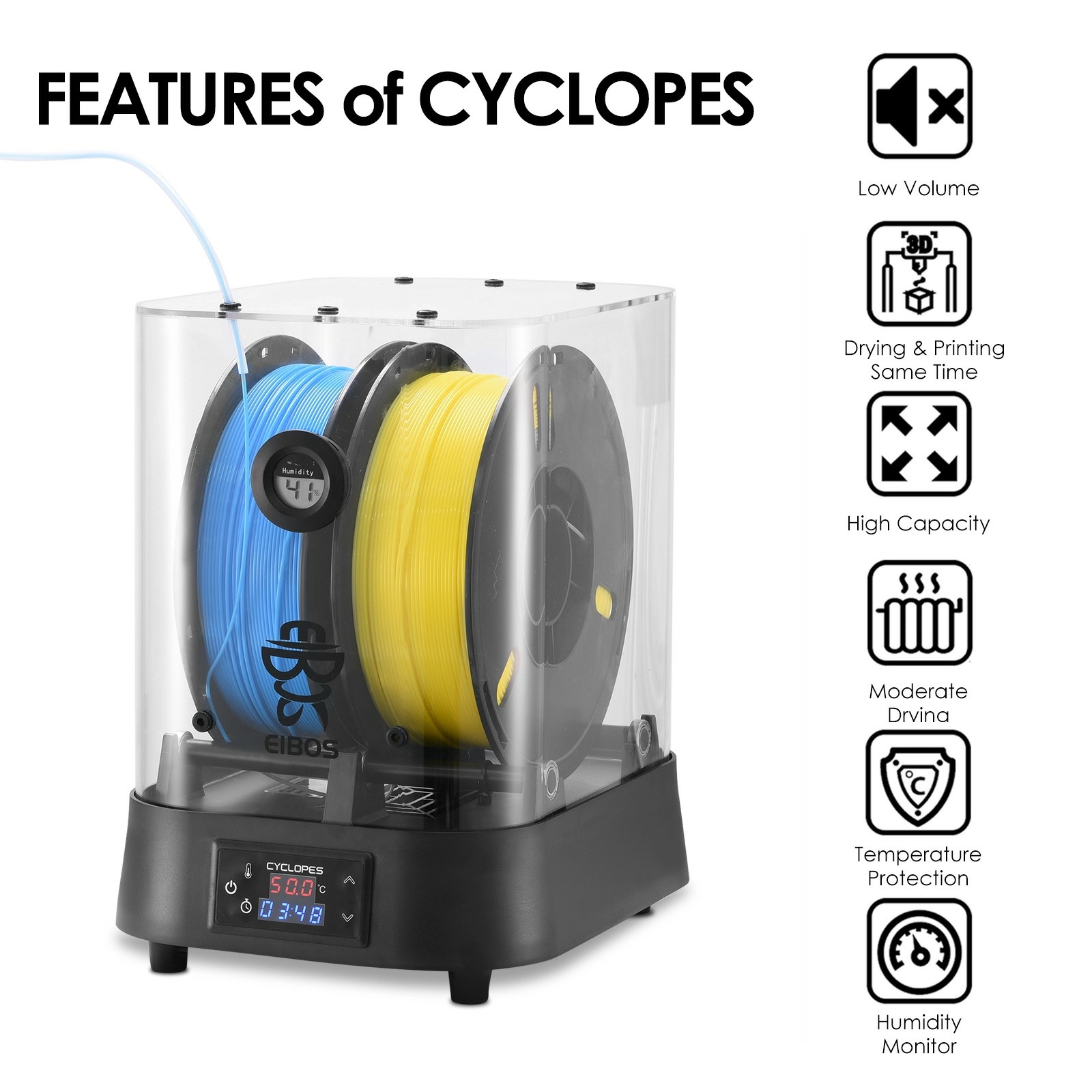 Сушилка для 2х катушек пластика EIBOS-CYCLOPES Сушилка для 2х катушек пластика EIBOS-CYCLOPES