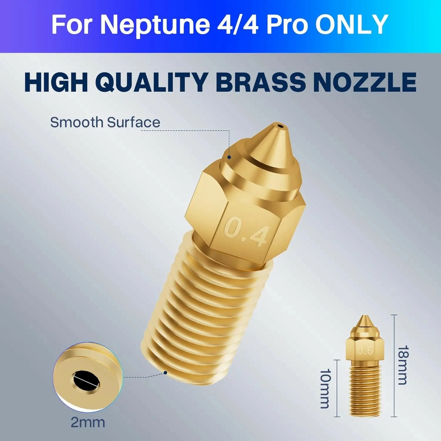 Multi-Size Brass Nozzle-Kit for elegoo Neptune 4-4 Pro