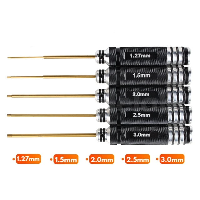 Набор высококачественных шестигранных отверток (1.27, 1.5, 2.0, 2.5, 3.0 мм) Набор высококачественных шестигранных отверток (1.27, 1.5, 2.0, 2.5, 3.0 мм)