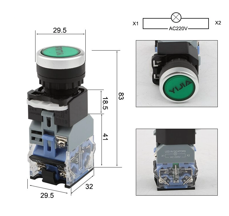 Knopka upravleniya YJ-139-LA38, zelenaya 4 Knopka upravleniya YJ-139-LA38, zelenaya 4