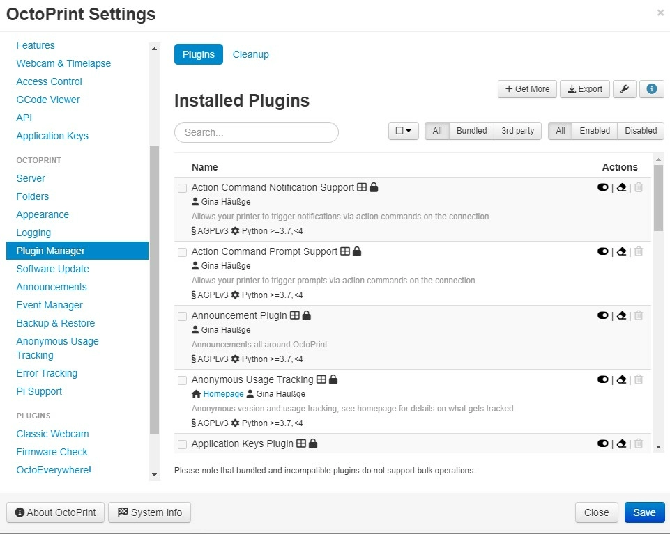 Дополнительные модули Octoprint Дополнительные модули Octoprint