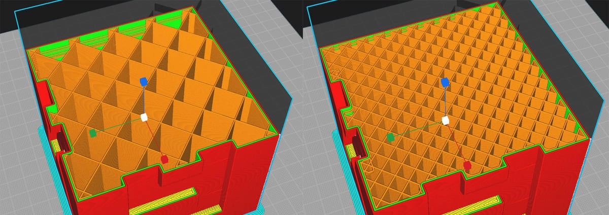 Плотность заполнения 20% и 50% Плотность заполнения 20% и 50%