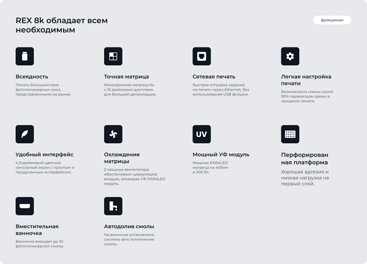 Функции Rex8k 3DiY Функции Rex8k 3DiY