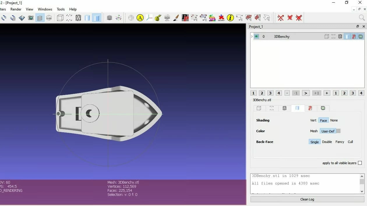 Импорт файла в MeshLab Импорт файла в MeshLab