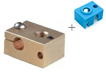 Нагревательный блок PT100 V6 Trianglelab латунный + теплоизоляция Нагревательный блок PT100 V6 Trianglelab латунный + теплоизоляция