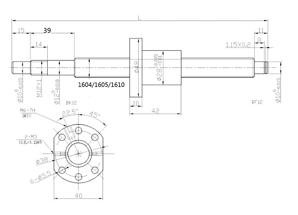 ШВП SFU1605 чертеж ШВП SFU1605 чертеж