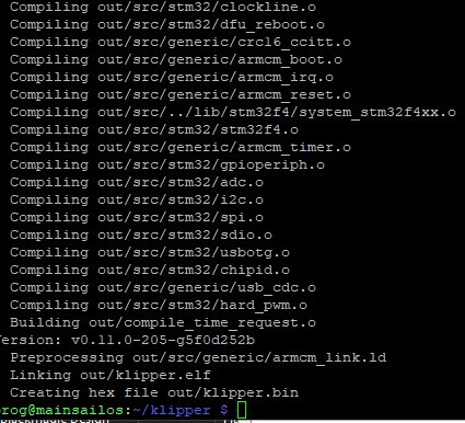 Команда на создание файла прошивки make