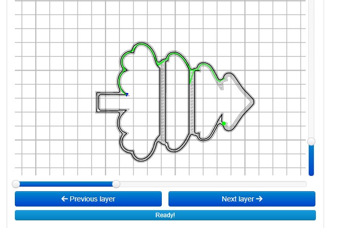 Отображение движения сопла над столом