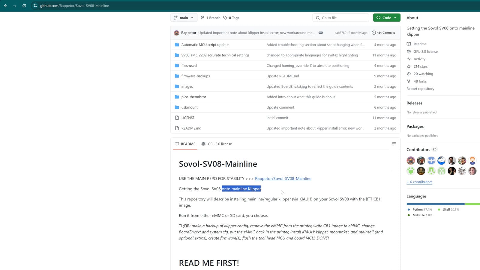 Инструкции по переводу на Klipper для SV08 Инструкции по переводу на Klipper для SV08