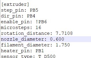 Диаметр нити и сопла в файле