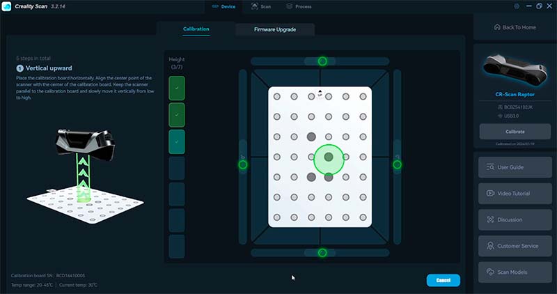 Первоначальная калибровка CR-Scan Raptor Pro