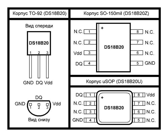 Датчик температуры ds18b20 схема подключения