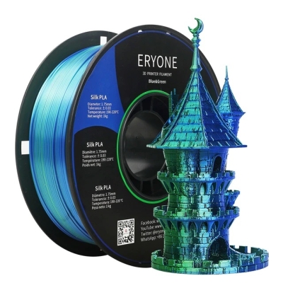 PLA SILK пластик двухцветный 1.75 мм ERYONE синий-зеленый 1 кг