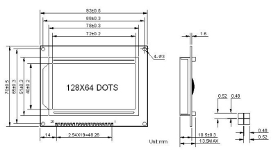 Графический дисплей STN LCD12864, синий, 128x64